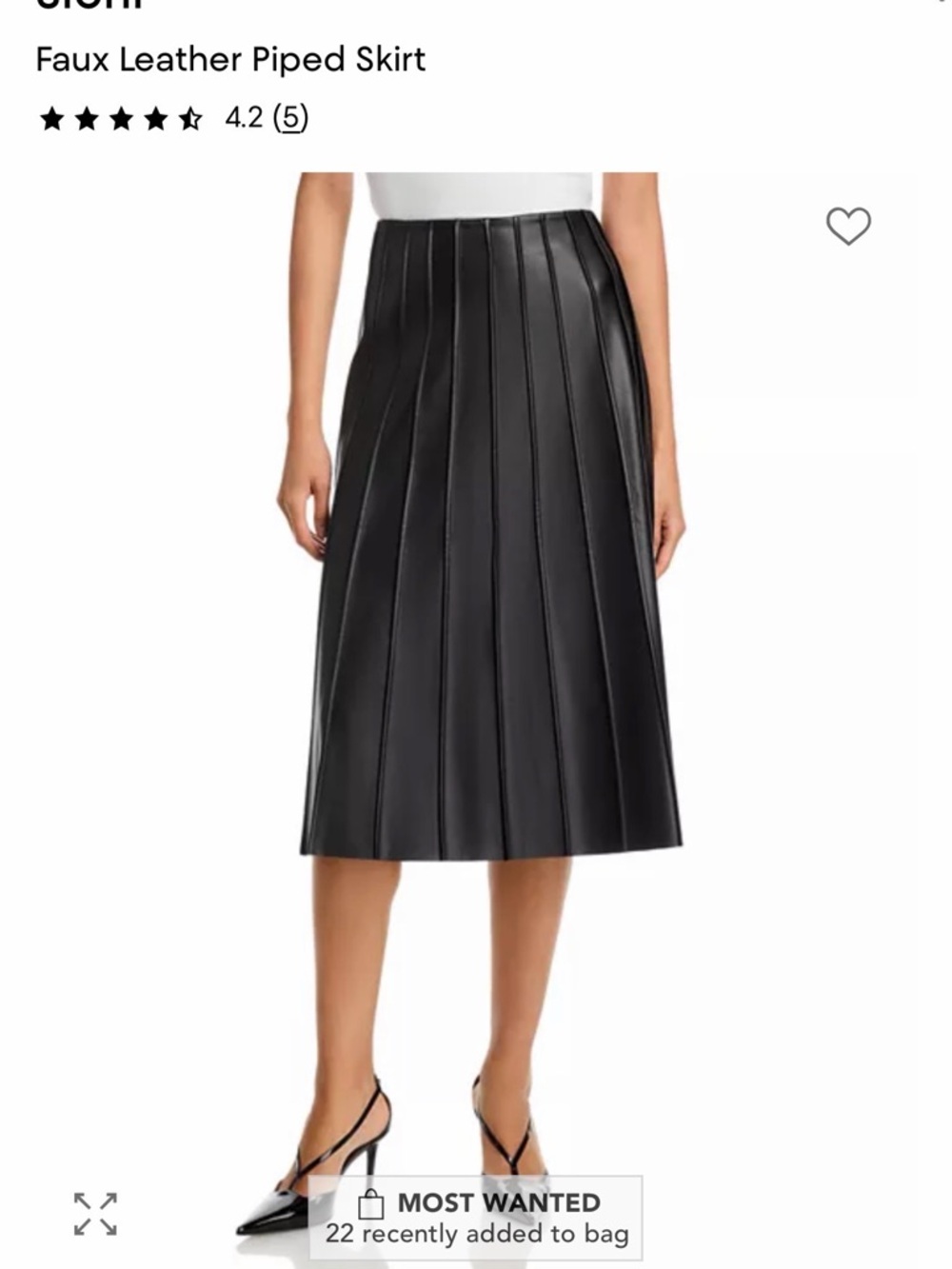 Sioni Black Faux Leather Panel Midi Skirt